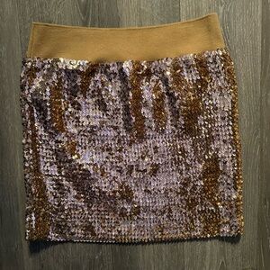 Women’s LILY WHITE Golden Sequin Stretch Skirt Size Large